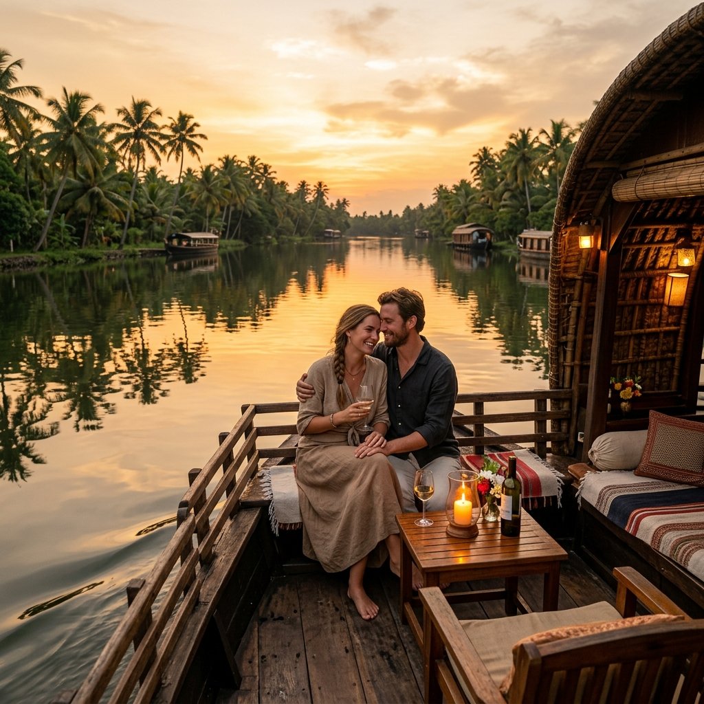 Kerala Houseboat Honeymoon Couple